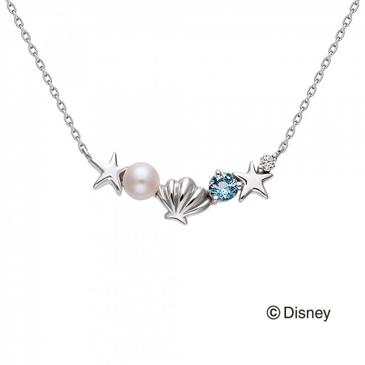 迪士尼公主系列 小美人魚愛麗兒貝殼海星珍珠鑽石項鍊
