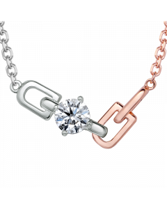 Love Link系列 14K白金 玫瑰金 環扣設計鑽石項鍊