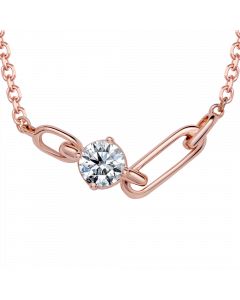 Love Link系列 14K玫瑰金 環扣設計鑽石項鍊