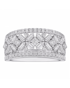 雅典娜的守護 18K白 寬版輕奢鑽戒