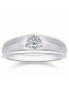 向陽 18K金 男士霧面亮面細版鑽戒