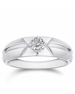 無畏 18K金 男士亮面鑽石戒指