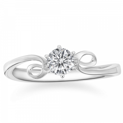 繾捲心語 18K白金 細版鑽戒