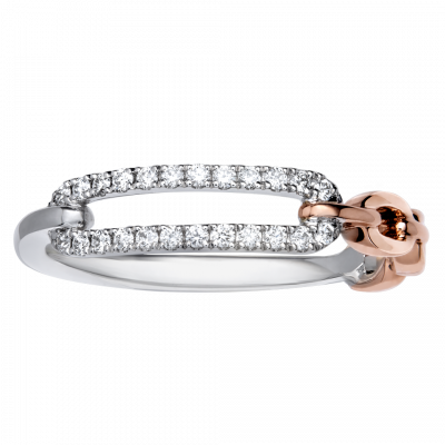 Love Link系列 14K白 玫瑰金 環扣設計輕奢鑽戒