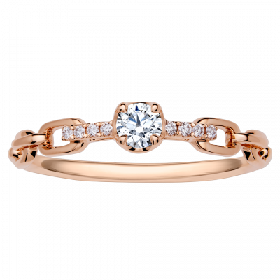 Love Link系列 14K玫瑰金 環扣設計輕奢鑽戒