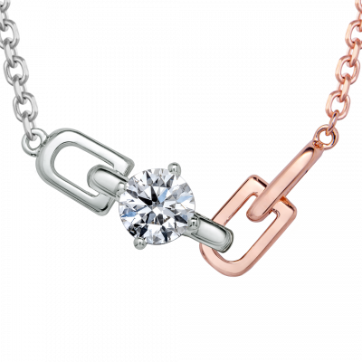 Love Link系列 14K白金 玫瑰金 環扣設計鑽石項鍊