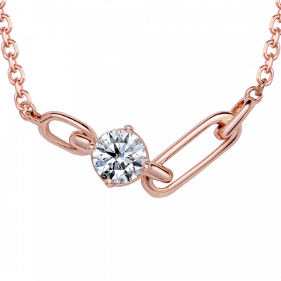 Love Link系列 14K玫瑰金 環扣設計鑽石項鍊