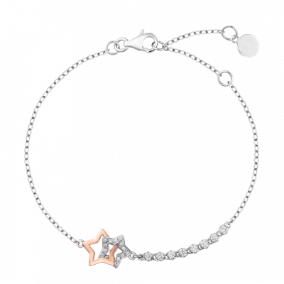 擁抱星星 18K白 玫瑰金 輕奢鑽石手鍊