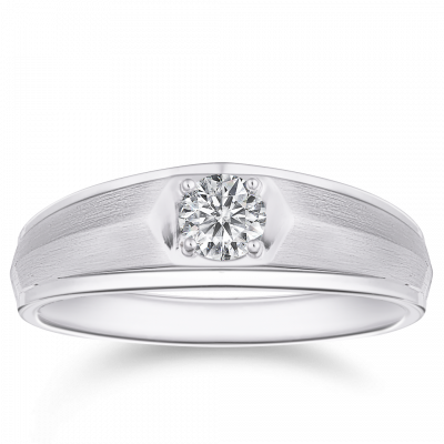 向陽 18K金 男士霧面亮面細版鑽戒