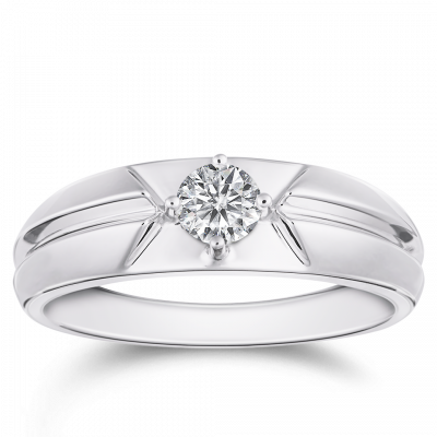 無畏 18K金 男士亮面鑽石戒指